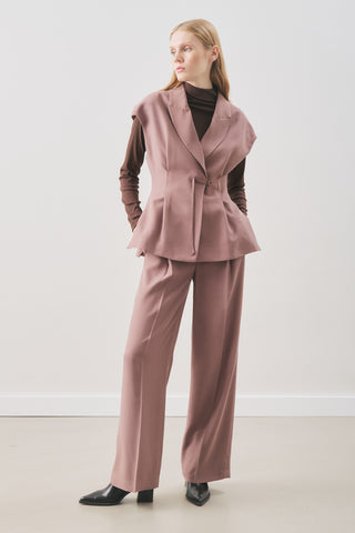 Flowing Tencel Belted Vest Dusty Rose