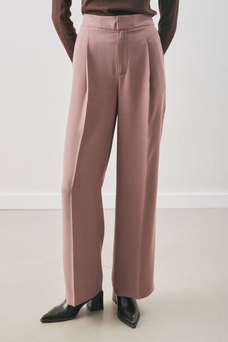 Fluid Tencel Pleated Trousers Dusty Rose
