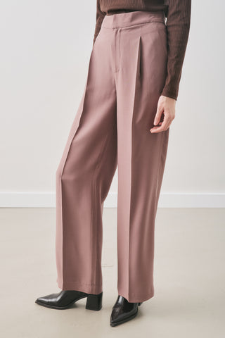 Fluid Tencel Pleated Trousers Dusty Rose