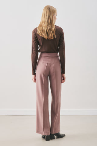 Fluid Tencel Pleated Trousers Dusty Rose
