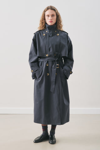 Zurich Oversized Trench Coat Navy Blue