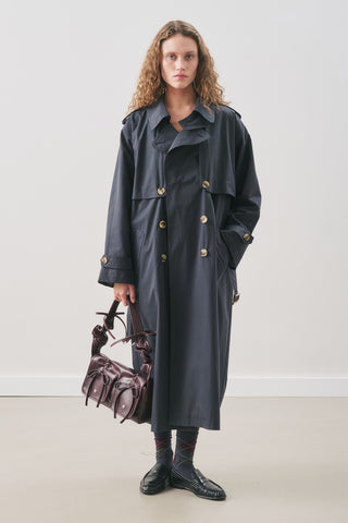 Zurich Oversized Trench Coat Navy Blue
