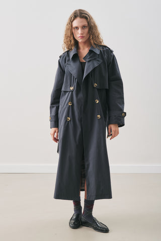 Zurich Oversized Trench Coat Navy Blue