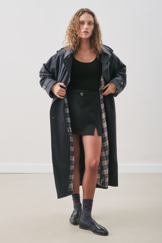 Zurich Oversized Trench Coat Navy Blue