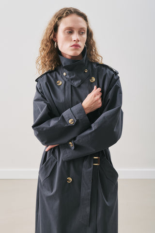 Zurich Oversized Trench Coat Navy Blue