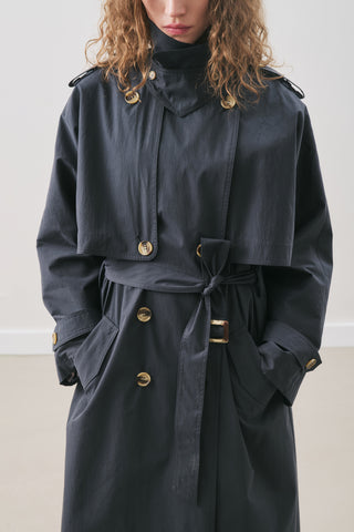 Zurich Oversized Trench Coat Navy Blue