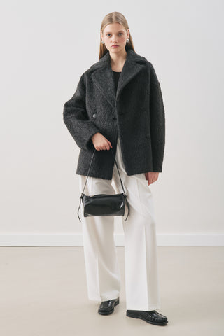 Bouclé Double-Breasted Coat Black
