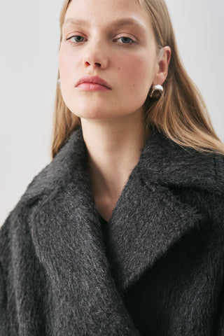 Bouclé Double-Breasted Coat Black