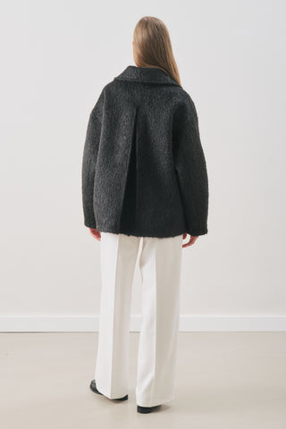 Bouclé Double-Breasted Coat Black