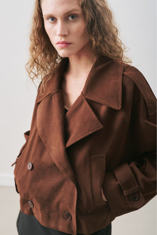 Suede Trench Jacket Brown