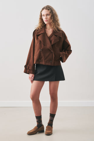 Suede Trench Jacket Brown