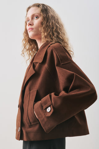 Suede Trench Jacket Brown