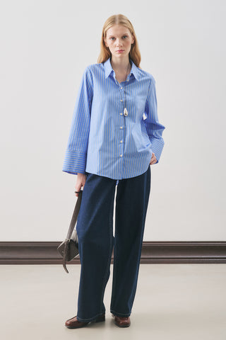 Oversized Striped Shirt Blue Stripe