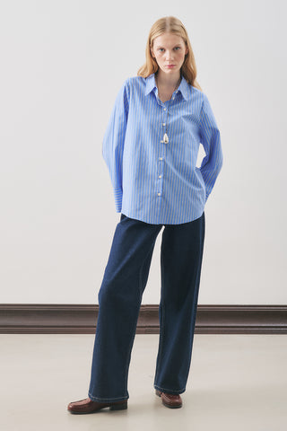 Oversized Striped Shirt Blue Stripe