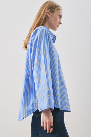 Oversized Striped Shirt Blue Stripe