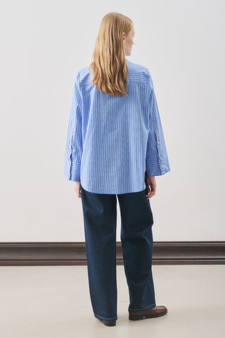 Oversized Striped Shirt Blue Stripe