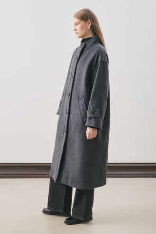 Rai Oversized Wool Coat Navy Blue