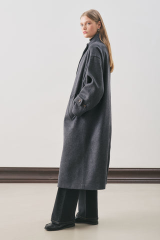 Rai Oversized Wool Coat Navy Blue