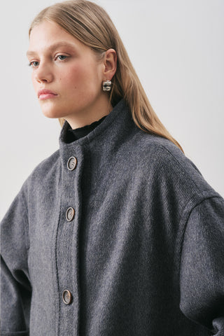 Rai Oversized Wool Coat Navy Blue