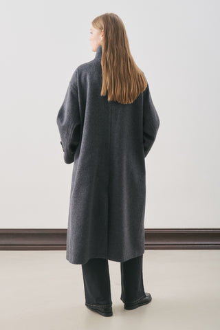 Rai Oversized Wool Coat Navy Blue