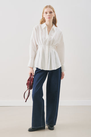 Pleated Detail Shirt Ecru