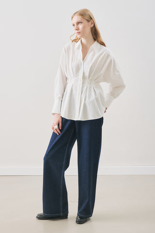 Pleated Detail Shirt Ecru