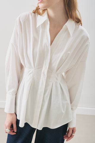 Pleated Detail Shirt Ecru