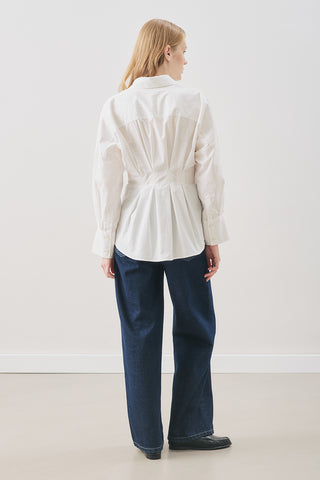 Pleated Detail Shirt Ecru