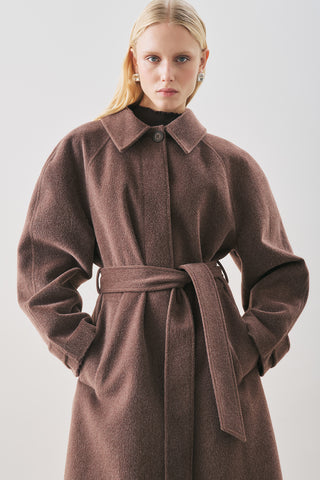 Premium Wool Long Coat Brown