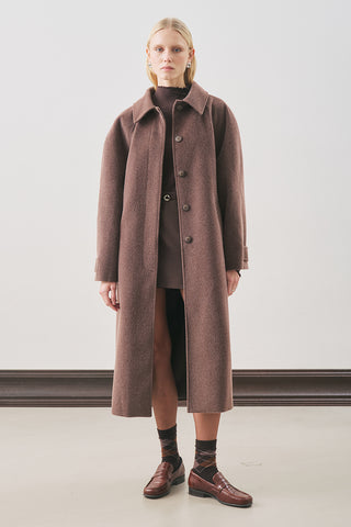 Premium Wool Long Coat Brown