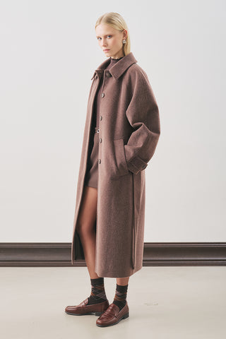 Premium Wool Long Coat Brown