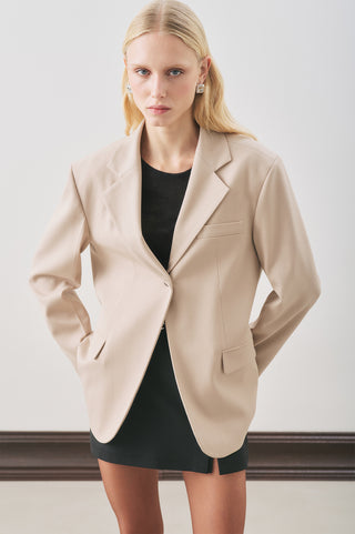 Jun Single-Button Blazer Beige