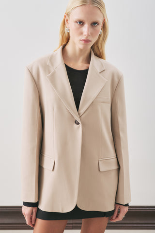 Jun Single-Button Blazer Beige