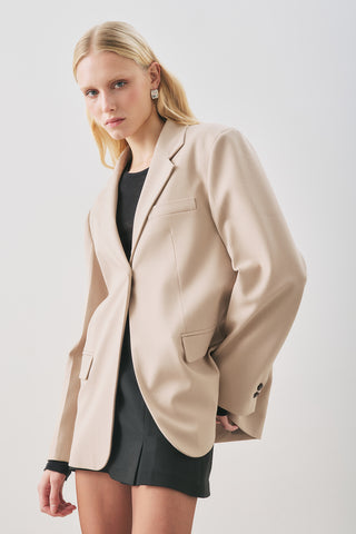 Jun Single-Button Blazer Beige