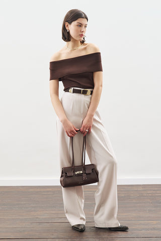 Long Straight Trousers Beıge