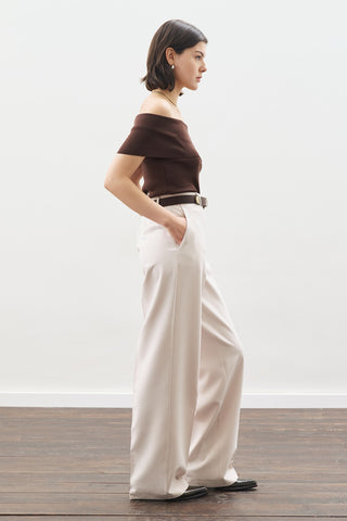 Long Straight Trousers Beıge