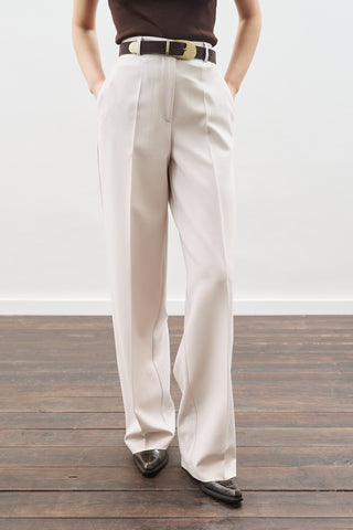 Long Straight Trousers Beıge