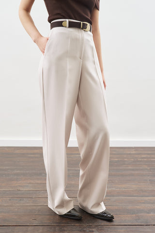 Long Straight Trousers Beıge