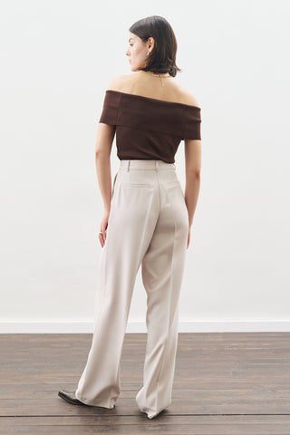 Long Straight Trousers Beıge