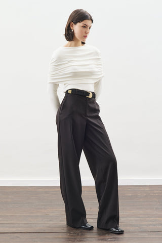 Long Straight Trousers Black