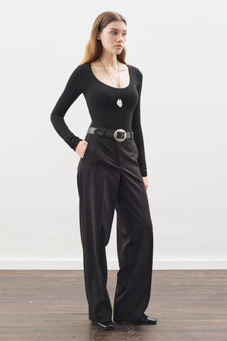 Long Straight Trousers Black
