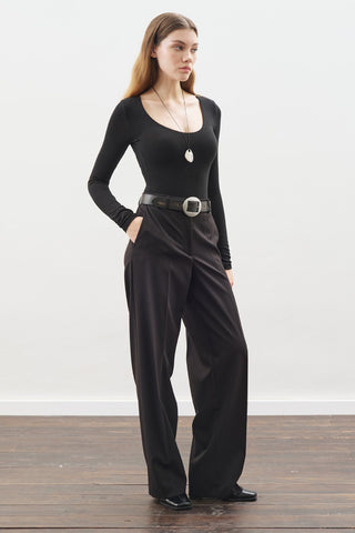 Long Straight Trousers Black