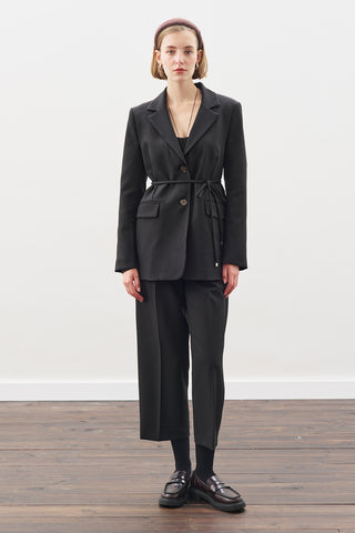 Pleated Straight Trousers Black
