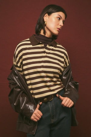 Oversized Polo T-Shirt Brown