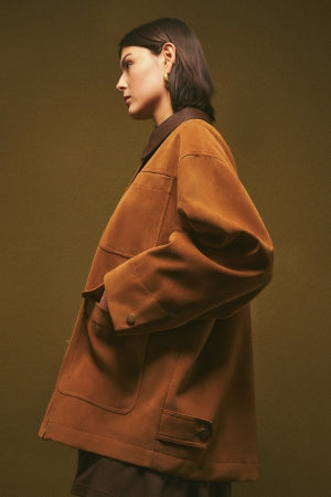 Suede Jacket With Patch Pockets Camel