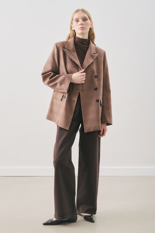 Double-Breasted Checked Blazer Burgundy