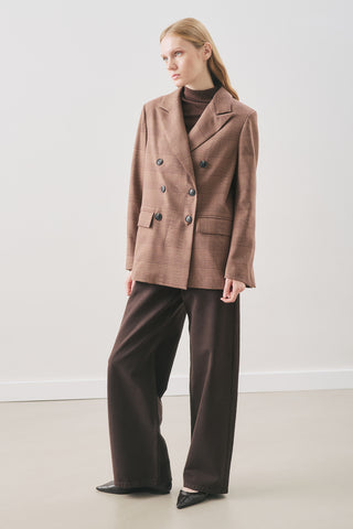 Double-Breasted Checked Blazer Burgundy