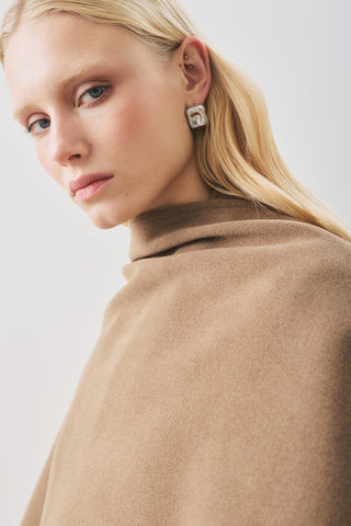 Soft Wool Coat With Scarf Brown