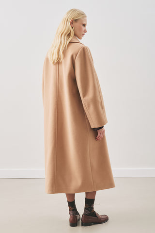 Double-Breasted Wool Coat Light Brown