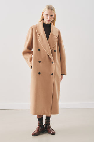 Double-Breasted Wool Coat Light Brown